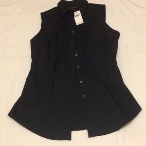 NWT Banana Republic Navy Sleeveless Blouse Sz  0